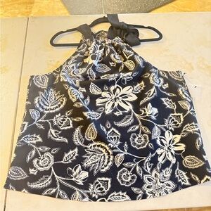 Vince Camuto Black and White Floral Halter Top